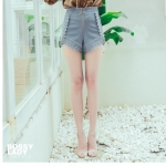 韓版高腰拼接蕾絲顯瘦短褲