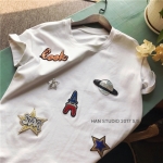 土星刺繡花片鐵塔星星T恤